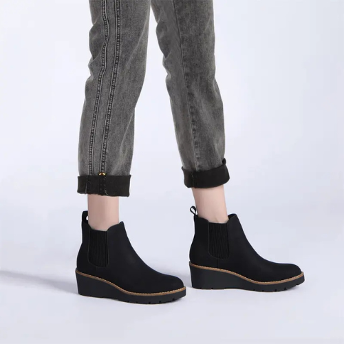 BOTAS CON PLATAFORMA ELÁSTICA Y SUELA ANTIDESLIZANTE CON CUÑA SIN CORDONES DE INVIERNO PARA MUJER