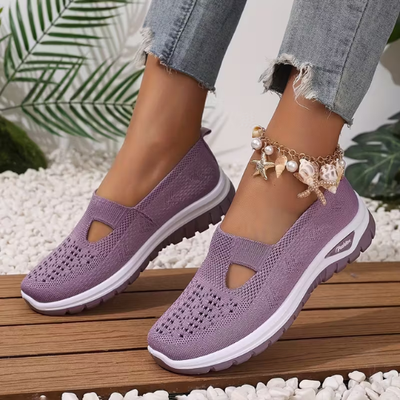ZAPATILLAS CON PUNTA REDONDA DEPORTIVAS CON MALLA LISA Y MODERNAS PARA MUJER