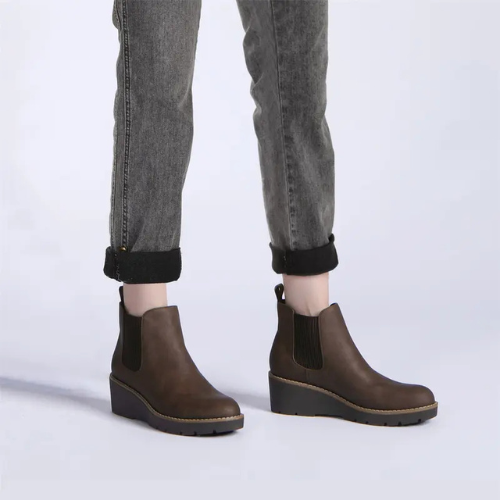 BOTAS CON PLATAFORMA ELÁSTICA Y SUELA ANTIDESLIZANTE CON CUÑA SIN CORDONES DE INVIERNO PARA MUJER