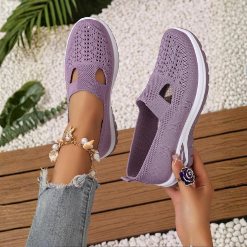 ZAPATILLAS CON PUNTA REDONDA DEPORTIVAS CON MALLA LISA Y MODERNAS PARA MUJER