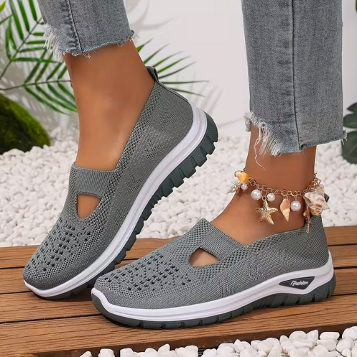 ZAPATILLAS CON PUNTA REDONDA DEPORTIVAS CON MALLA LISA Y MODERNAS PARA MUJER