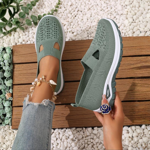 ZAPATILLAS CON PUNTA REDONDA DEPORTIVAS CON MALLA LISA Y MODERNAS PARA MUJER