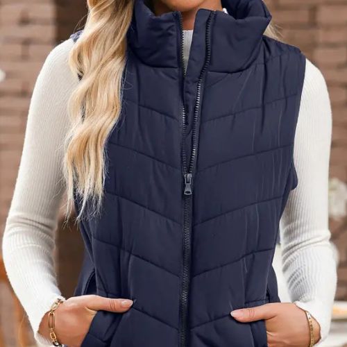 CHALECO ACOLCHADO CON CUELLO ALTO PARA MUJER