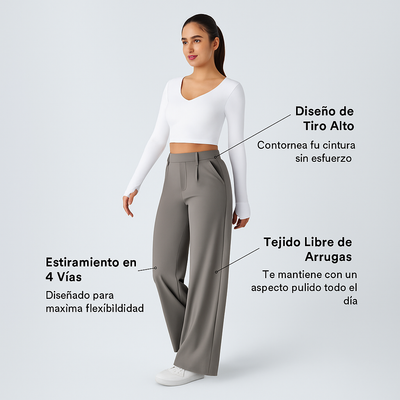 PANTALÓN DE CINTURA ALTA ELEGANTE PARA MUJER