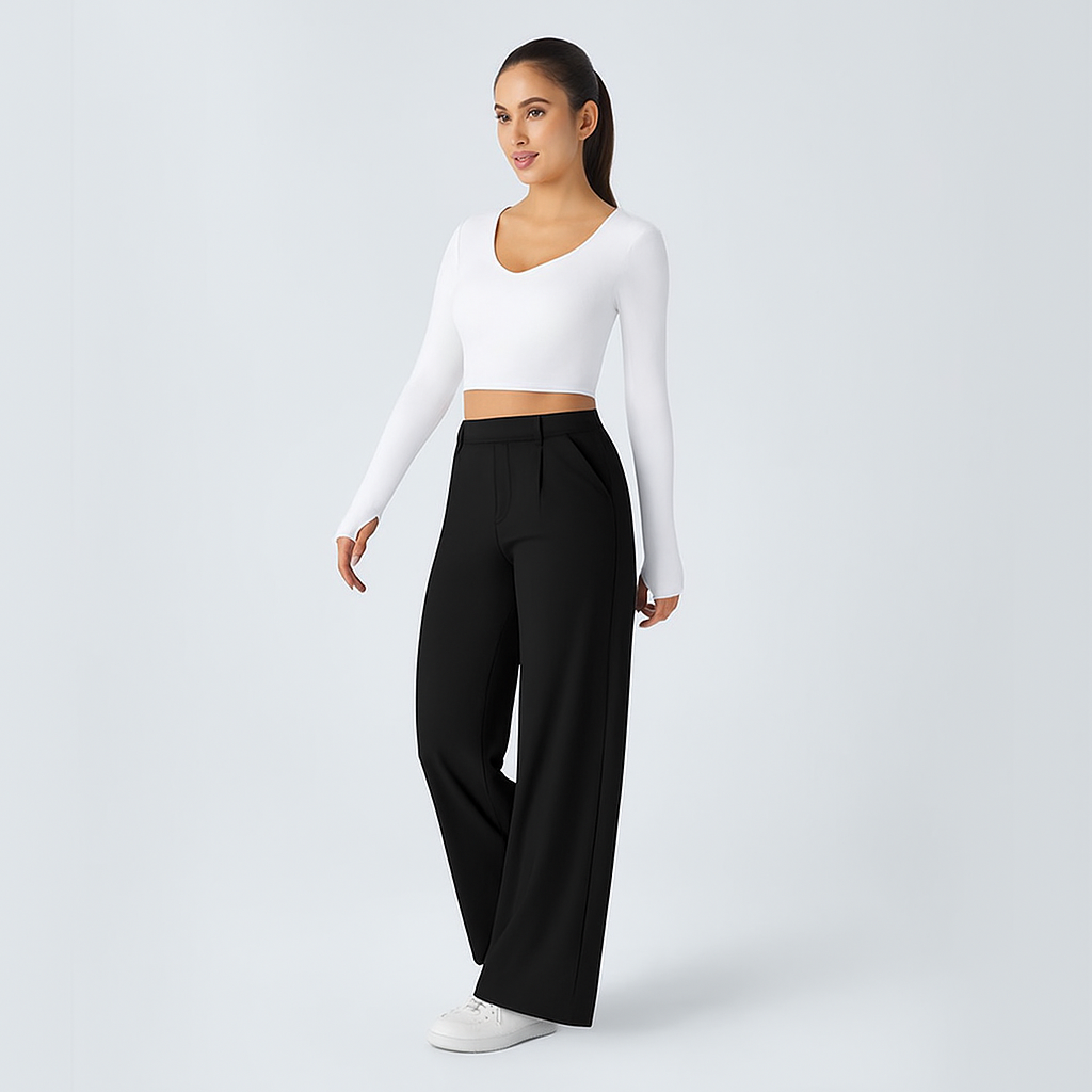 PANTALÓN DE CINTURA ALTA ELEGANTE PARA MUJER