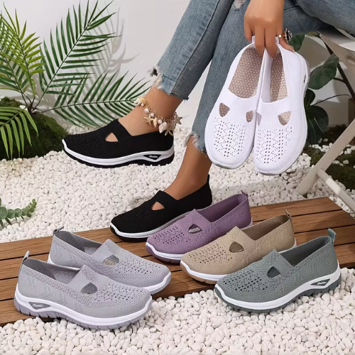 ZAPATILLAS CON PUNTA REDONDA DEPORTIVAS CON MALLA LISA Y MODERNAS PARA MUJER
