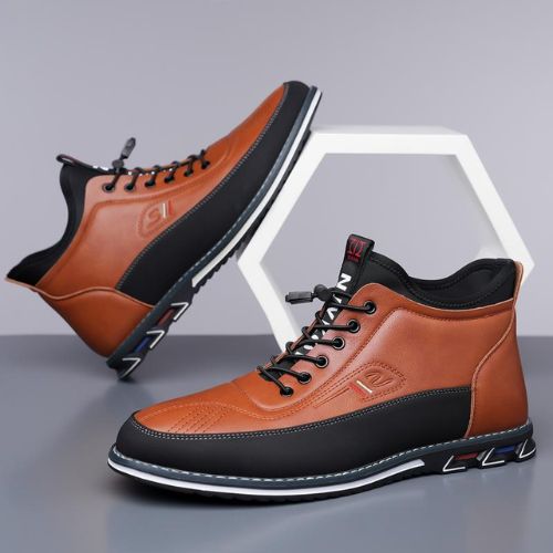 ZAPATOS DE CUERO INFORMALES DE CORTE MEDIO PARA HOMBRE