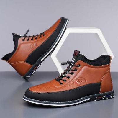 ZAPATOS DE CUERO INFORMALES DE CORTE MEDIO PARA HOMBRE