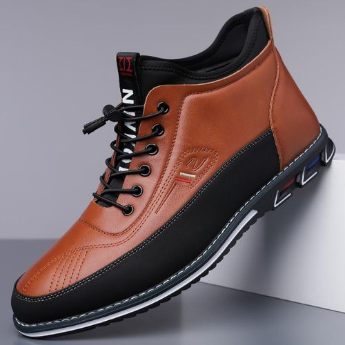 ZAPATOS DE CUERO INFORMALES DE CORTE MEDIO PARA HOMBRE