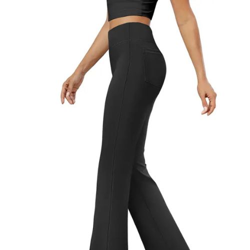 PANTALONES DE TRABAJO LIGERAMENTE ACAMPANADOS DE OTOÑO PARA TI, CON CINTURA ALTA Y BOLSILLO TRASERO.