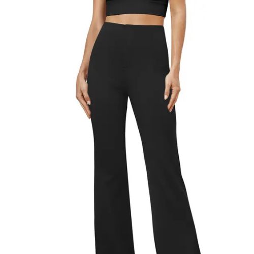PANTALONES DE TRABAJO LIGERAMENTE ACAMPANADOS DE OTOÑO PARA TI, CON CINTURA ALTA Y BOLSILLO TRASERO.