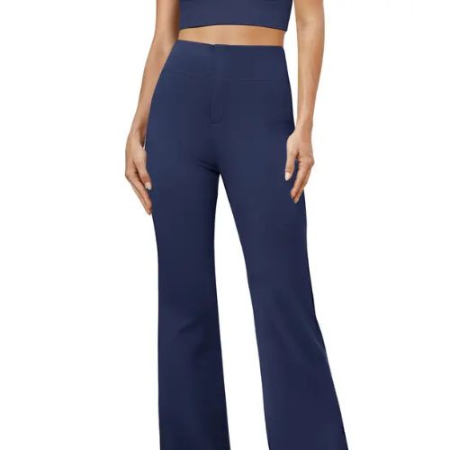PANTALONES DE TRABAJO LIGERAMENTE ACAMPANADOS DE OTOÑO PARA TI, CON CINTURA ALTA Y BOLSILLO TRASERO.