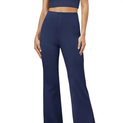 PANTALONES DE TRABAJO LIGERAMENTE ACAMPANADOS DE OTOÑO PARA TI, CON CINTURA ALTA Y BOLSILLO TRASERO.