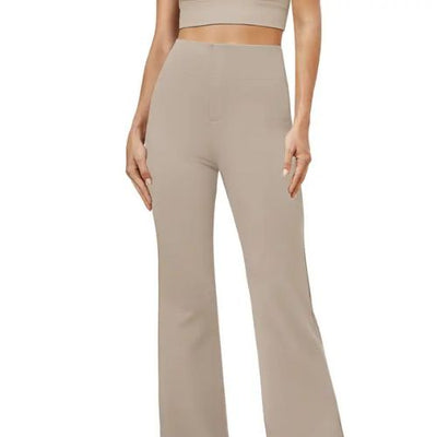 PANTALONES DE TRABAJO LIGERAMENTE ACAMPANADOS DE OTOÑO PARA TI, CON CINTURA ALTA Y BOLSILLO TRASERO.