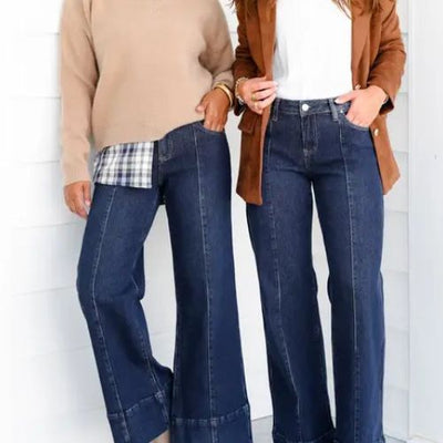 PANTALONES VAQUEROS TALLE MEDIO, ELÁSTICOS PARA MUJER DINÁMICA