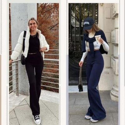 PANTALONES DE TRABAJO LIGERAMENTE ACAMPANADOS DE OTOÑO PARA TI, CON CINTURA ALTA Y BOLSILLO TRASERO.