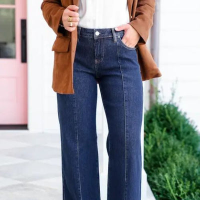 PANTALONES VAQUEROS TALLE MEDIO, ELÁSTICOS PARA MUJER DINÁMICA