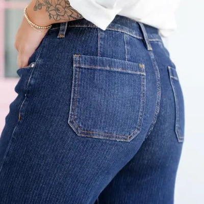 PANTALONES VAQUEROS TALLE MEDIO, ELÁSTICOS PARA MUJER DINÁMICA