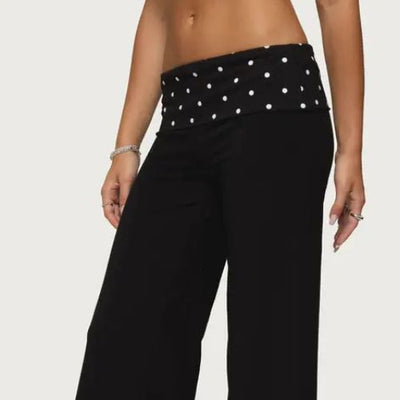 PANTALONES CON PLIEGUES Y LUNARES PARA MUJER