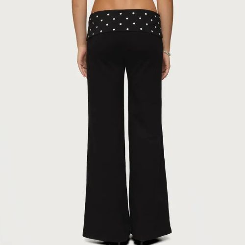 PANTALONES CON PLIEGUES Y LUNARES PARA MUJER