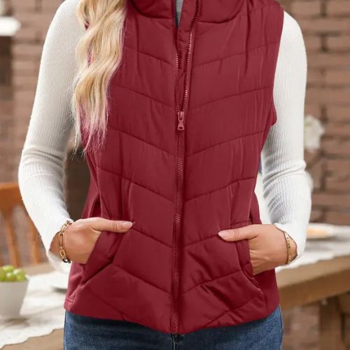 CHALECO ACOLCHADO CON CUELLO ALTO PARA MUJER
