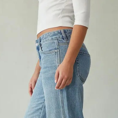VAQUEROS HOLGADOS DE TALLE BAJO PARA MUJER