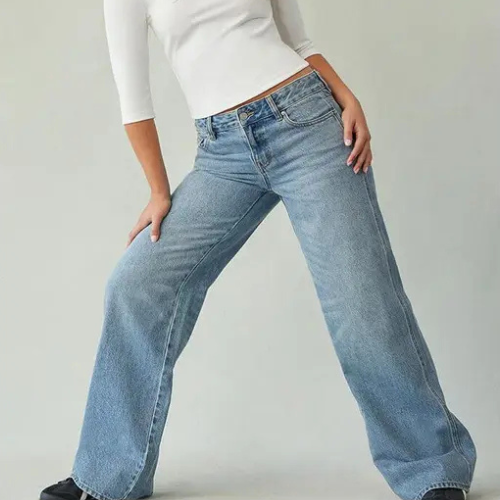 VAQUEROS HOLGADOS DE TALLE BAJO PARA MUJER