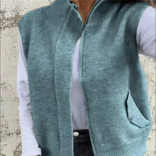 CHAQUETA DE LANA CON CREMALLERA PARA MUJER