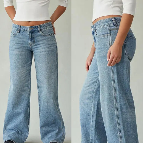 VAQUEROS HOLGADOS DE TALLE BAJO PARA MUJER