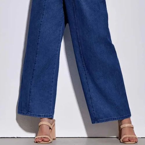 PANTALONES VAQUEROS  CON PLIEGUES LATERALES,HOLGADOS DE CINTURA ALTA PARA MUJER.