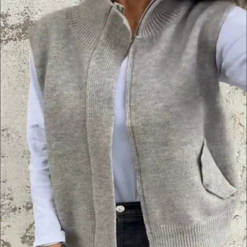 CHAQUETA DE LANA CON CREMALLERA PARA MUJER