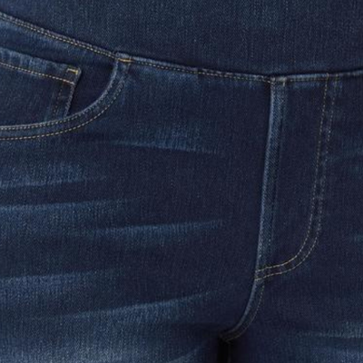 VAQUEROS INFORMALES ELÁSTICOS LAVADOS DE PUNTO ELÁSTICO CON CINTURA ALTA, MÚLTIPLES BOLSILLOS Y PIERNA ANCHA, PANTALONES VAQUEROS PARA MUJER