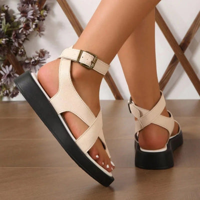Sandalias para mujer con tobillo ajustable y hebilla cruzada